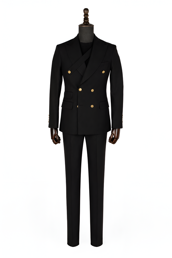 The Regent Black Double-Breasted Suit