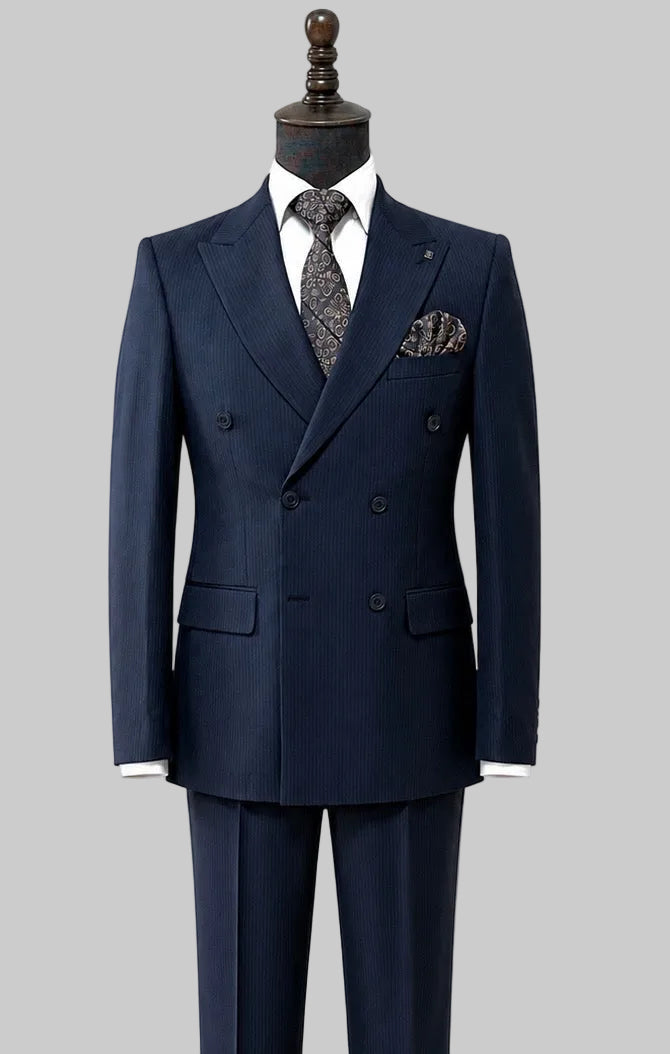 Navy Double-Breasted Suit — The Wellington