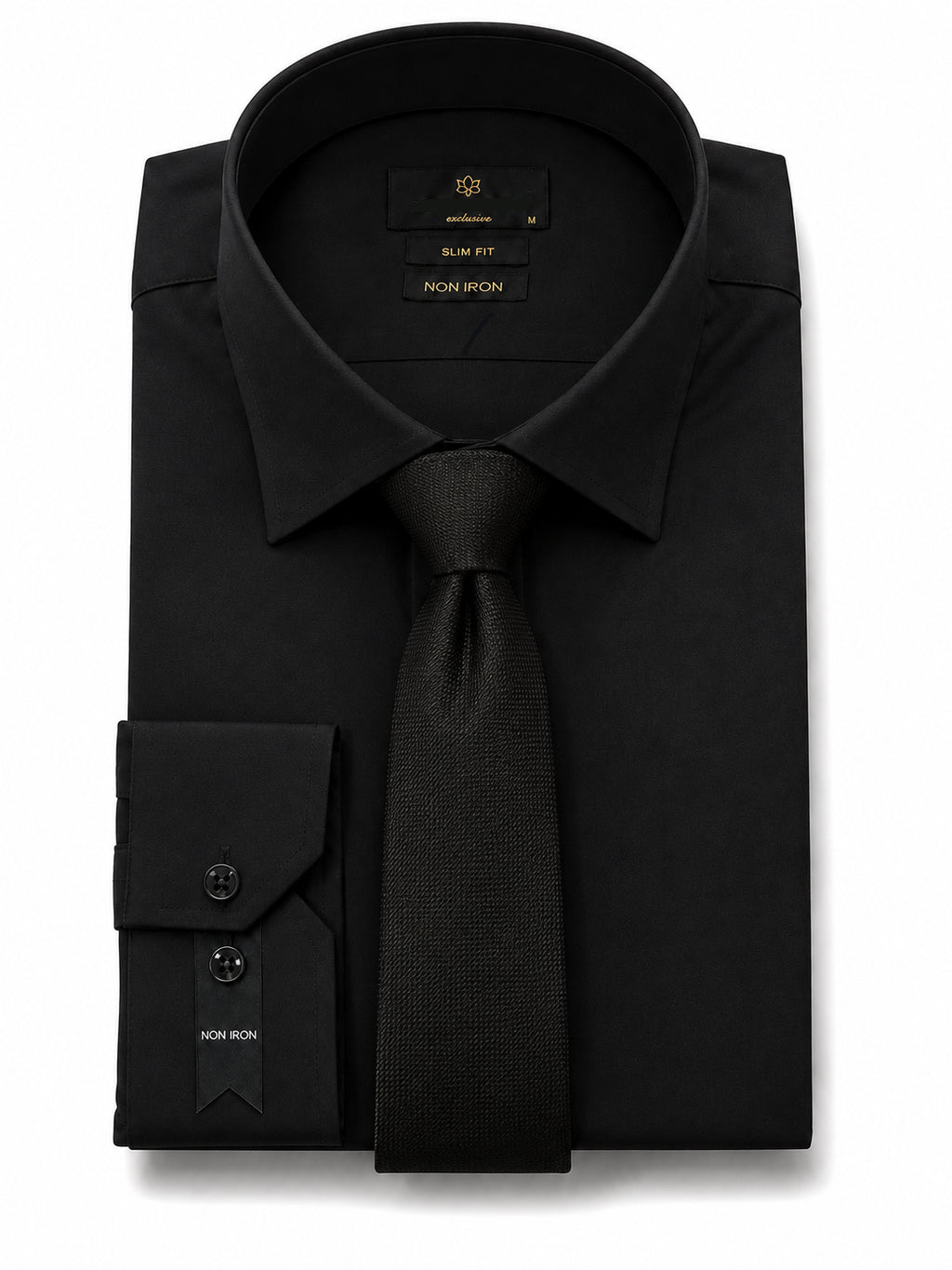 Black Slim-Fit Non-Iron Dress Shirt