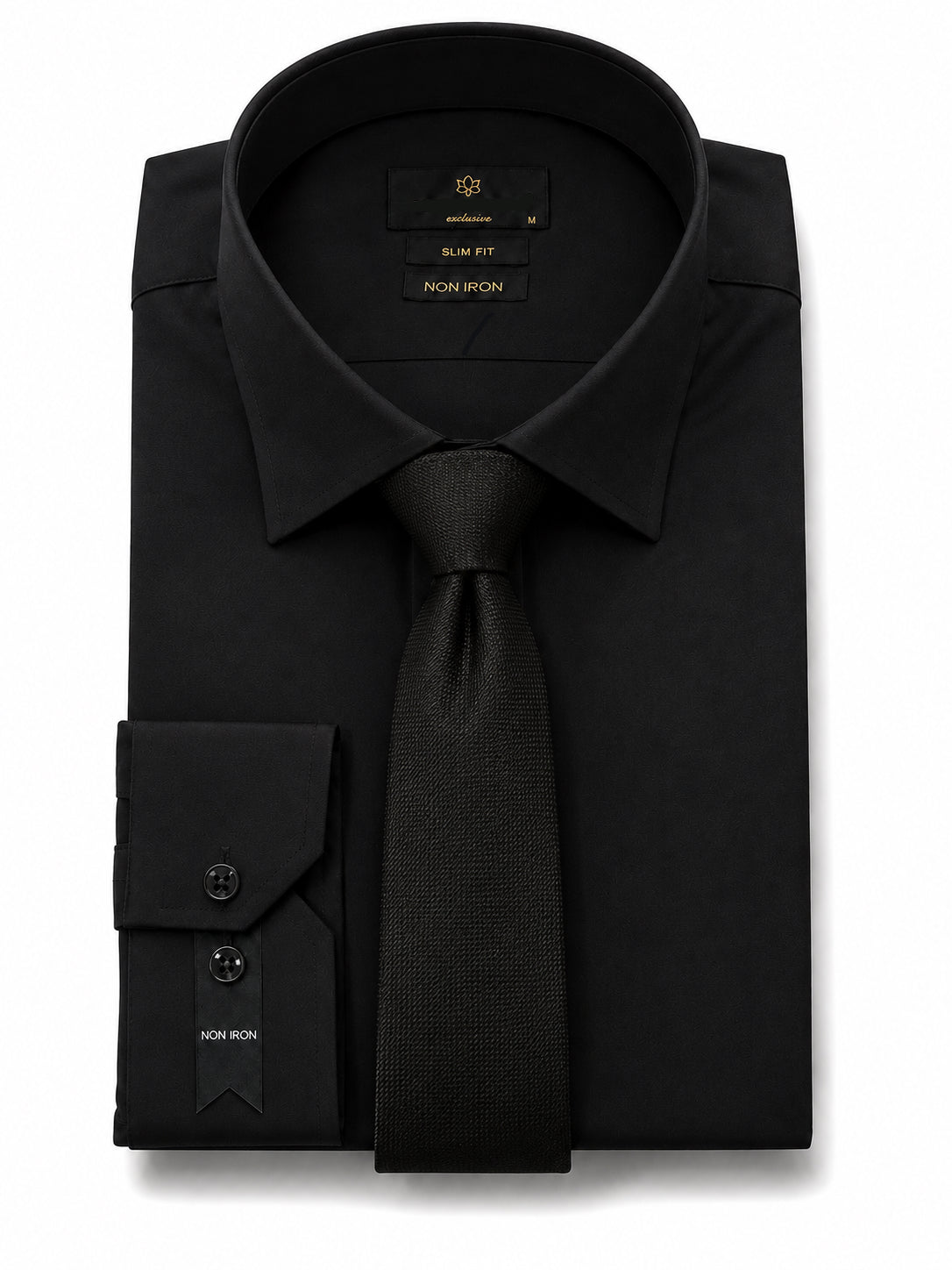 Black Slim-Fit Non-Iron Dress Shirt