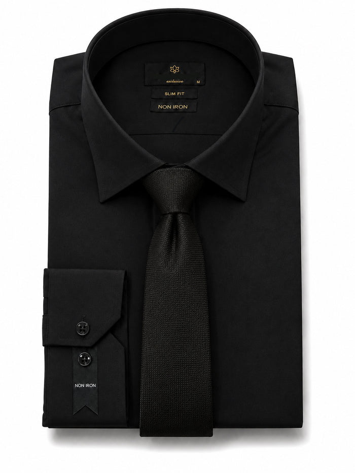 Black Slim-Fit Non-Iron Dress Shirt