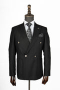 Midnight Pinstripe Double-Breasted Suit Jacket