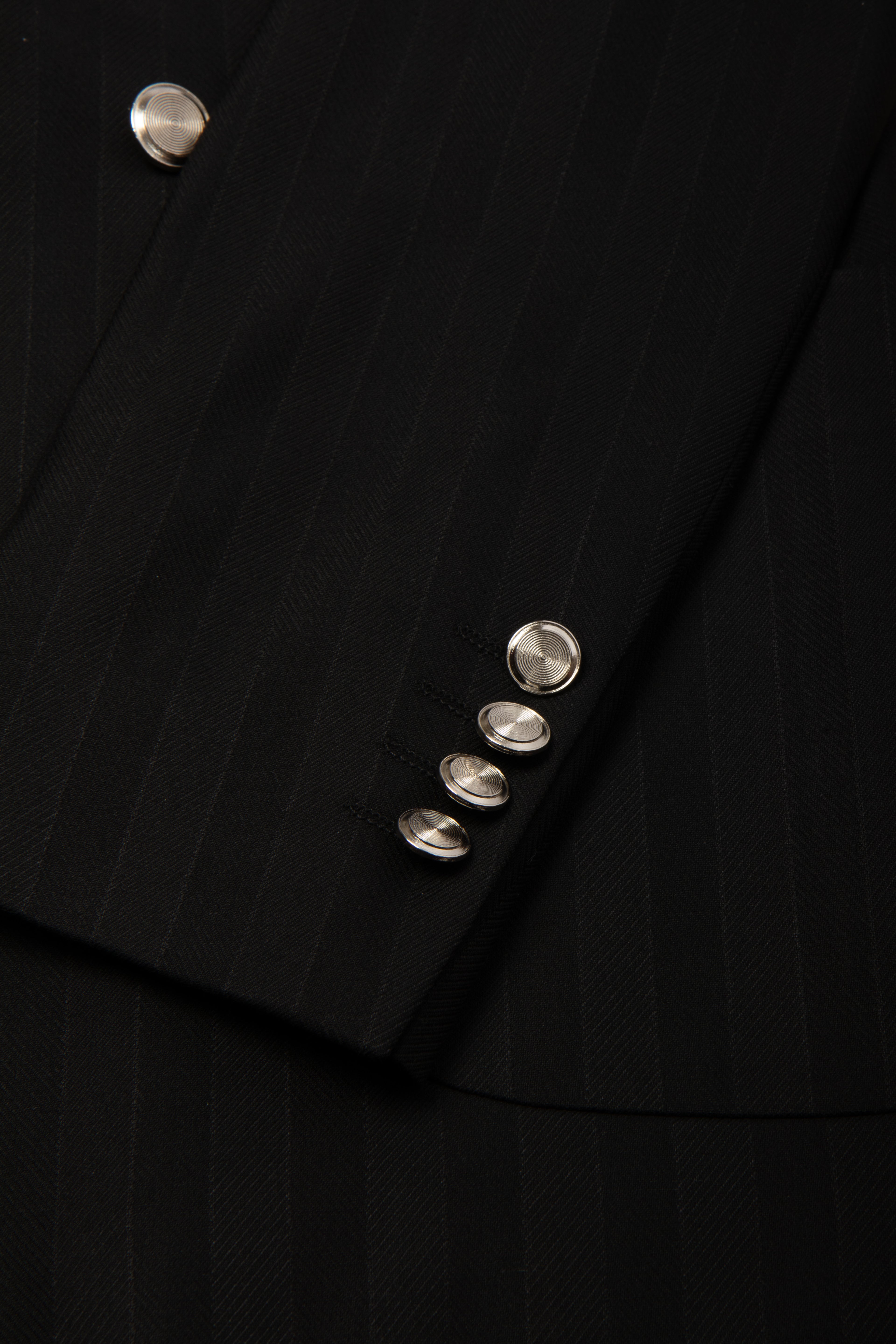 Midnight Pinstripe Double-Breasted Suit Jacket