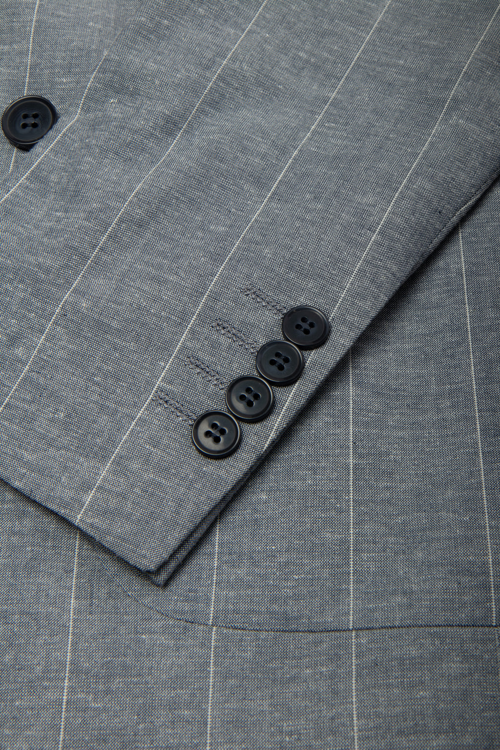 Sky Blue Pinstripe Double-Breasted Suit Jacket