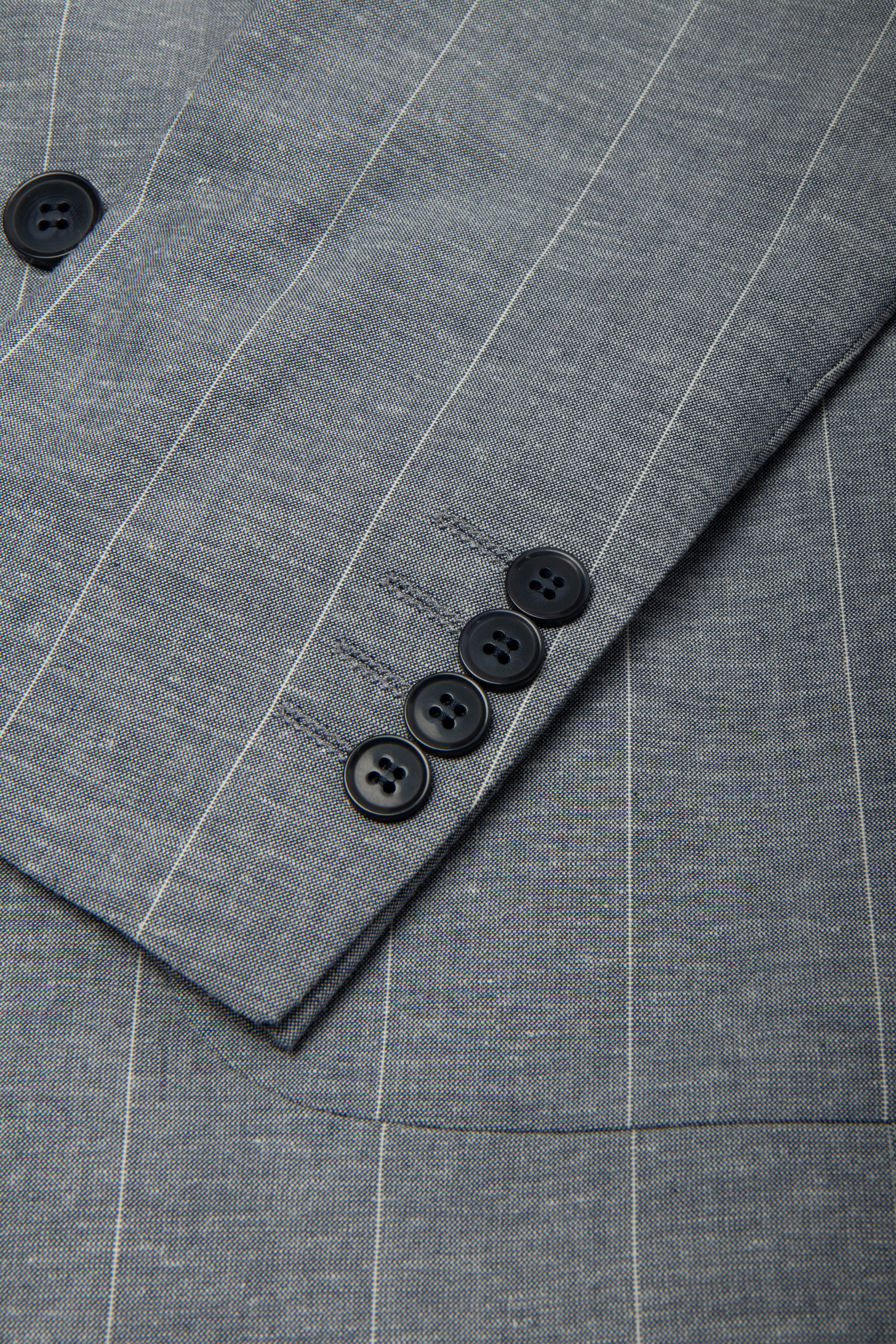 Sky Blue Pinstripe Double-Breasted Suit Jacket