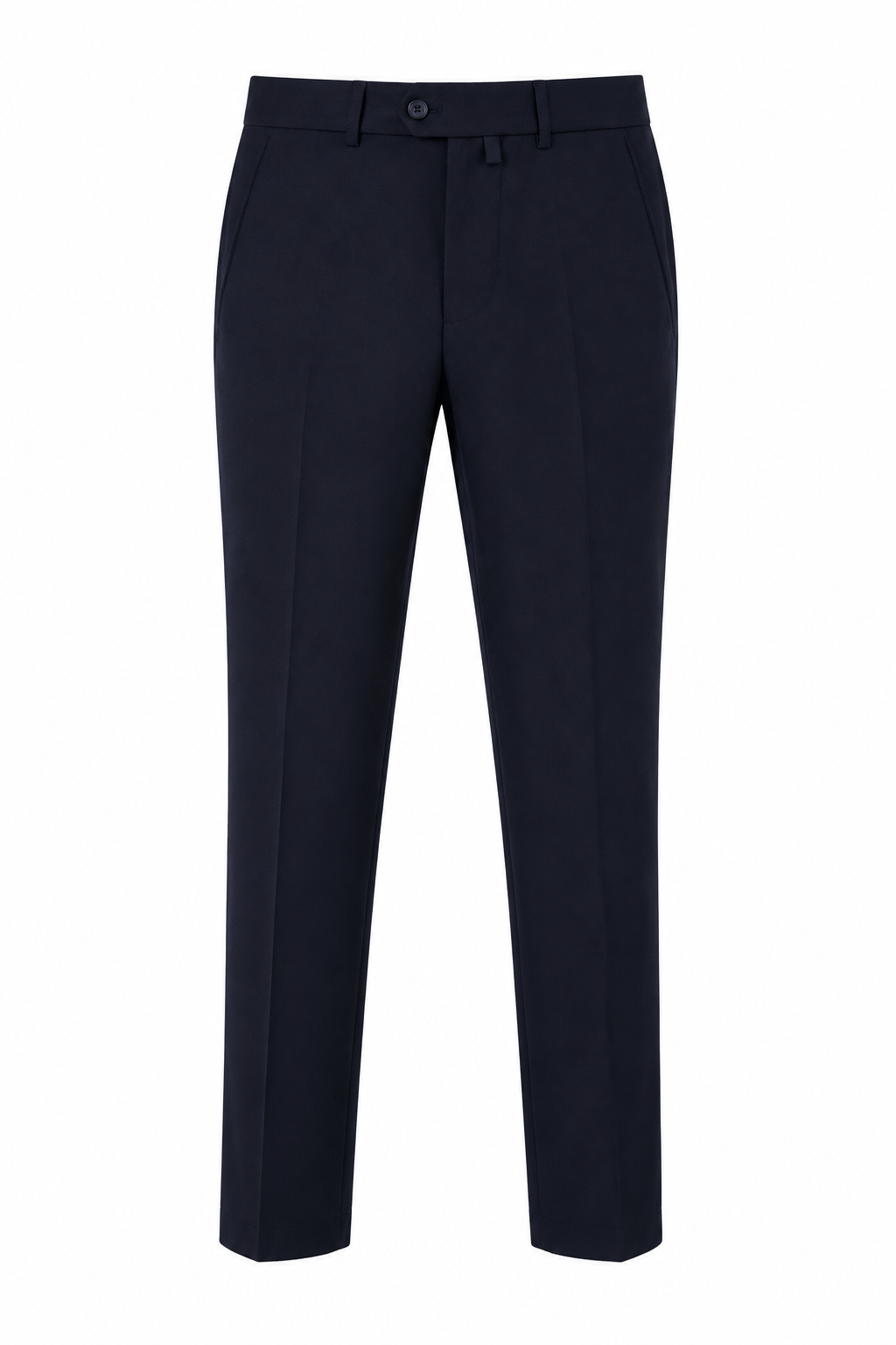 Navy Blue Slim-Fit Tailored Trousers