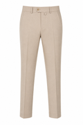 Beige Slim-Fit Tailored Trousers