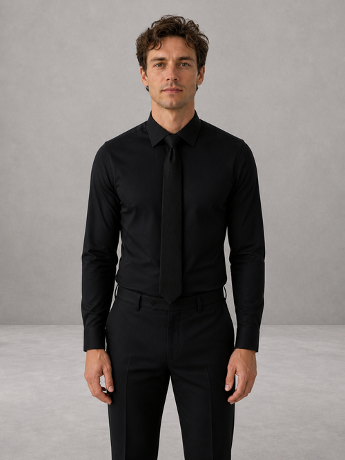 Black Slim-Fit Non-Iron Dress Shirt
