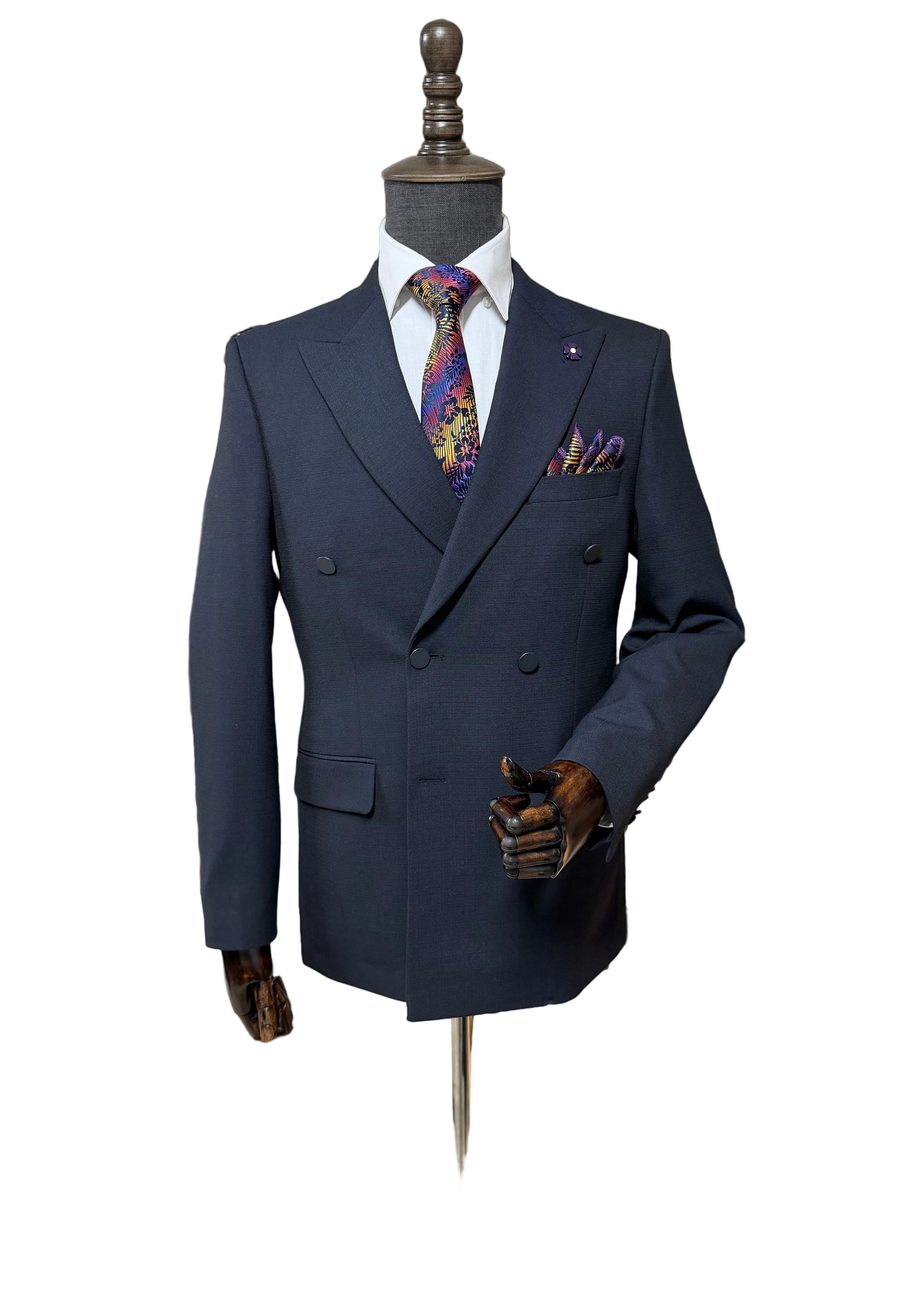 Navy Double-Breasted Suit — The Wellington