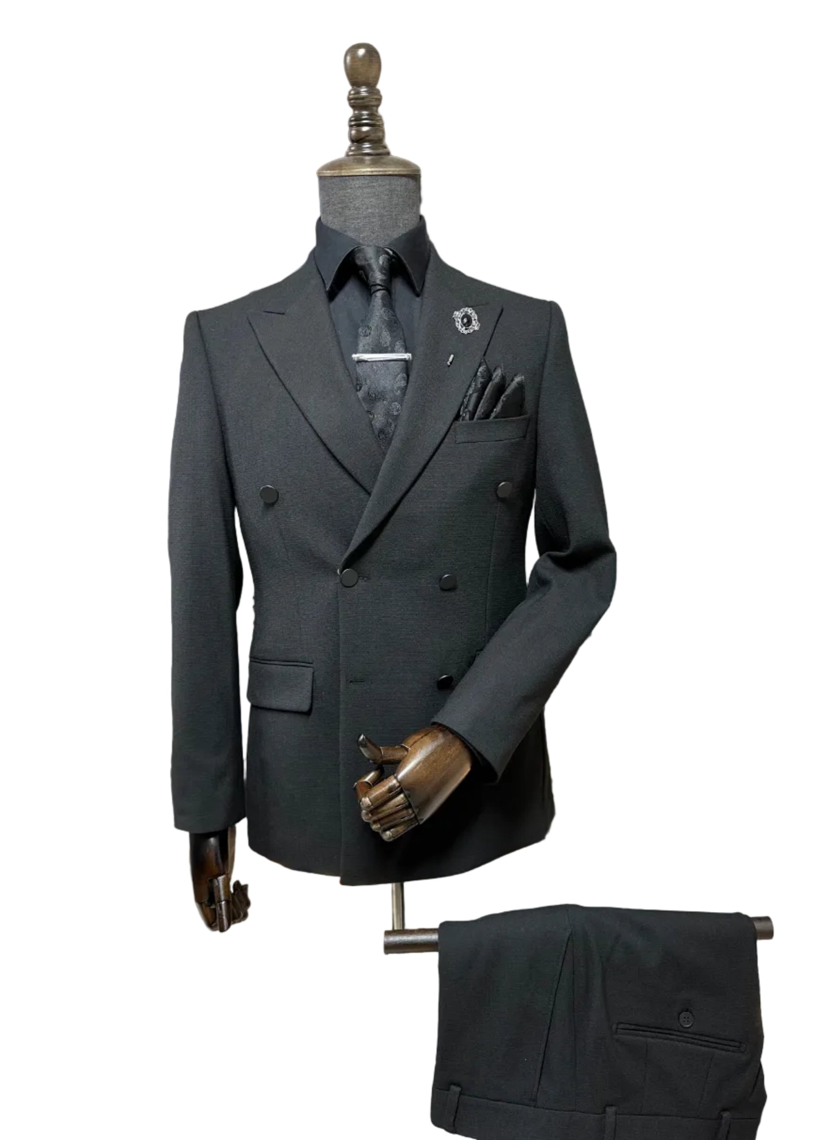 Black Double-Breasted Suit — The Monaco
