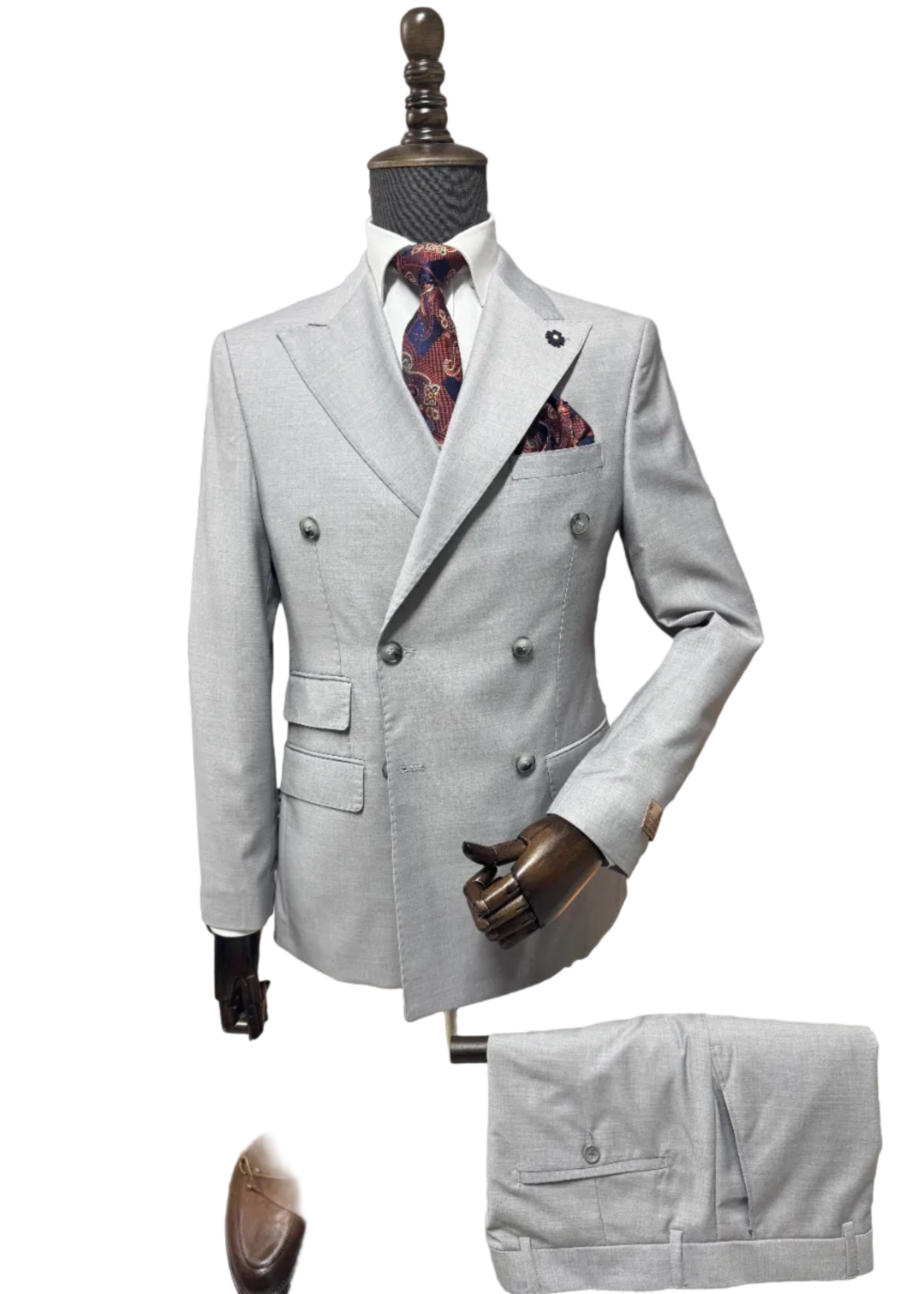 Grey Double-Breasted Suit — The Kensington